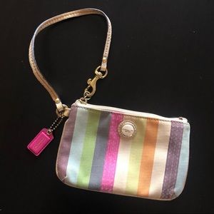 Striped Coach Wristlet